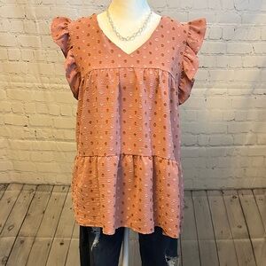 Women's Pink Ruffle Sleeve Top